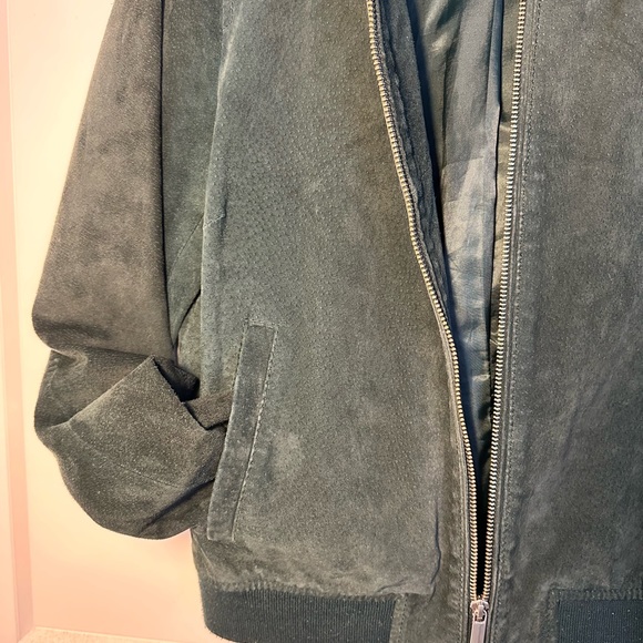 Biker leather suede jacket green - Picture 8 of 9